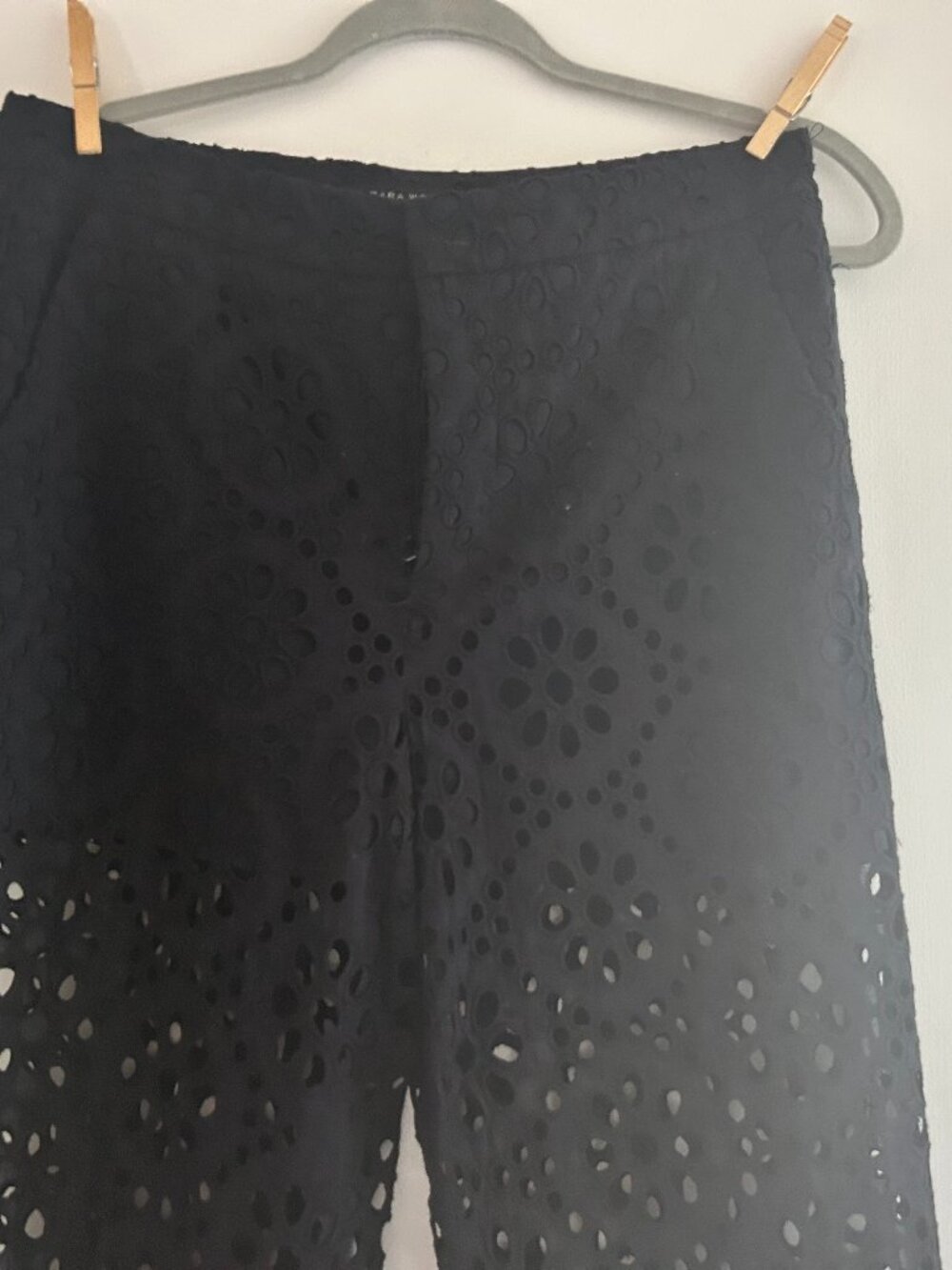 Fabulous Zara Cotton Navy Eyelet Long Pants with Poly Shorts intact